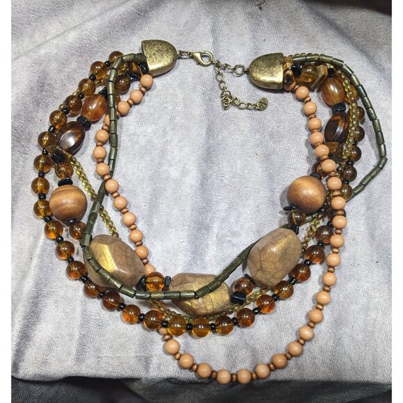 Nordstrom Bohemian Earthy Chunky Multilayer Beaded Necklace - Picture 6 of 6